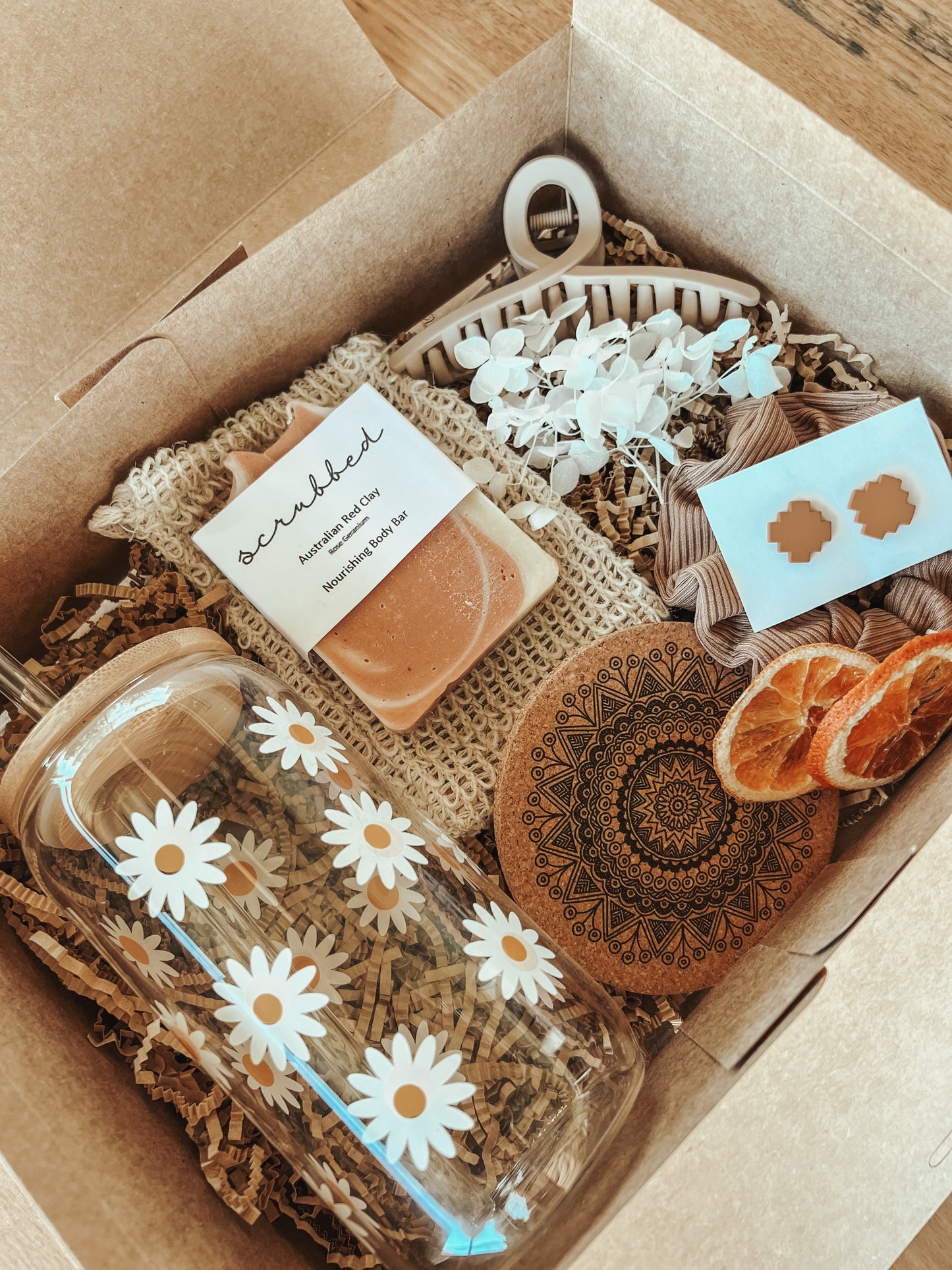Gift Box by Graze Yourself                             ~Daisy glass cup and straw~